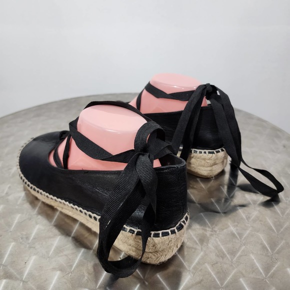 Zara Essential Jute Leather Lace-up Espadrilles Womens Size EUR 41 US 10.5 Black - Picture 4 of 11